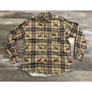 Buckhorn River Mens Large Brown Buck Deer All Over Print Button Shirt